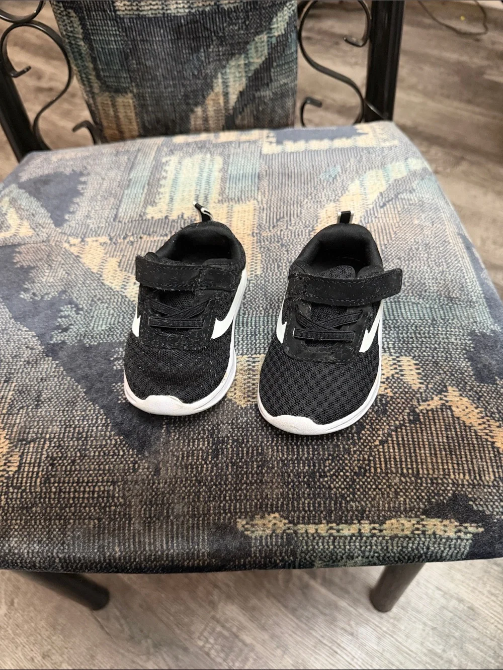 Kids Black and White Velcro Athletic Sneakers